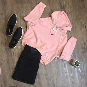 Cropped pullover hoodie